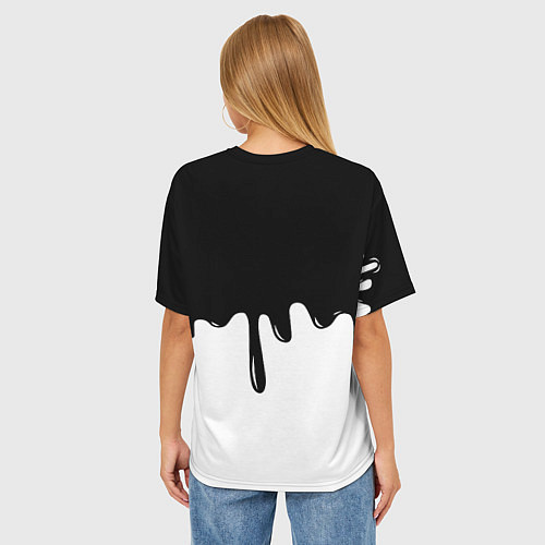 Женская футболка оверсайз Doom logo жидкие краски / 3D-принт – фото 4