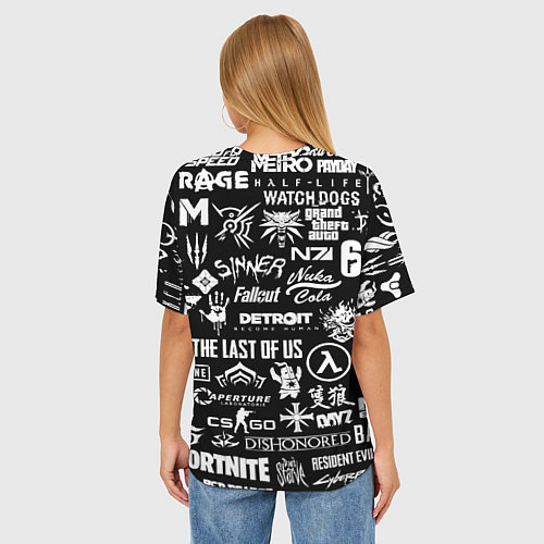 Женская футболка оверсайз Doom логотипы всех игр / 3D-принт – фото 4
