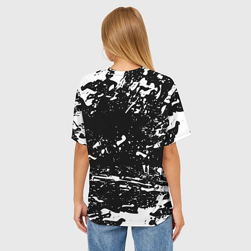Женская футболка оверсайз Doom краски белые штрихи / 3D-принт – фото 4