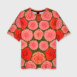 Женская футболка оверсайз Цветочная поляна паттерн