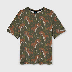 Футболка оверсайз женская Лисы в подснежниках, цвет: 3D-принт