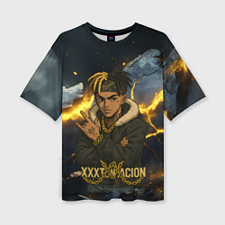 Футболка оверсайз женская XXXTentacion мультяшный стиль, цвет: 3D-принт