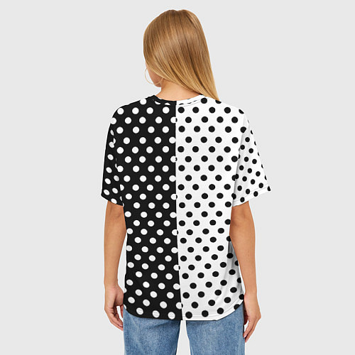 Женская футболка оверсайз Doom точки черно белые / 3D-принт – фото 4