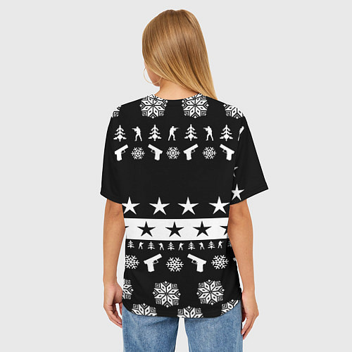 Женская футболка оверсайз Doom x csgo winter / 3D-принт – фото 4