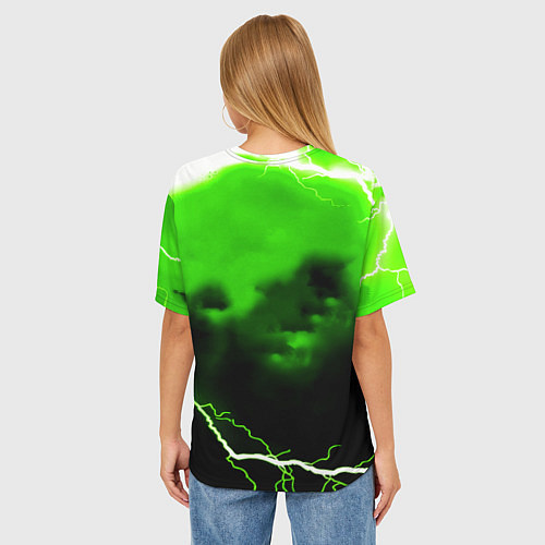Женская футболка оверсайз Doom шторм кислотное лого / 3D-принт – фото 4