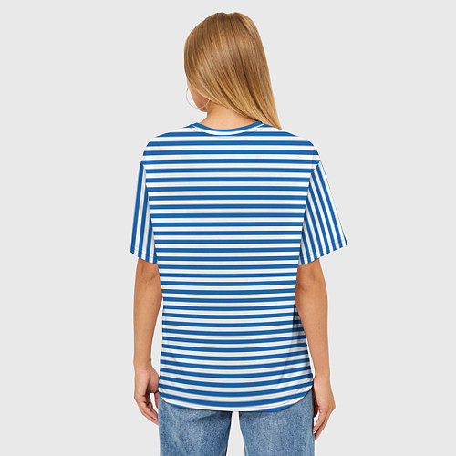 Женская футболка оверсайз Тельняшка десантника с полосами / 3D-принт – фото 4