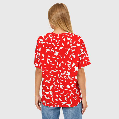 Женская футболка оверсайз Красный яркий камуфляж / 3D-принт – фото 4