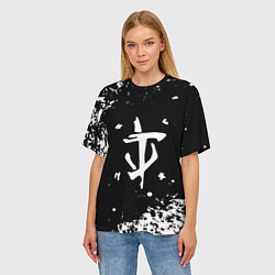 Футболка оверсайз женская Doom белый всплеск красок, цвет: 3D-принт — фото 2