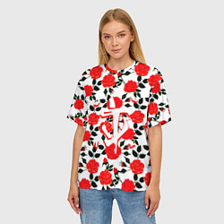 Футболка оверсайз женская Doom розы, цвет: 3D-принт — фото 2