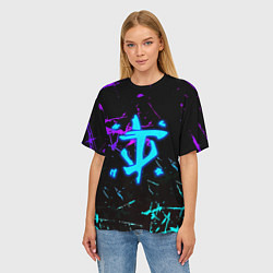 Футболка оверсайз женская Doom неоновые штрихи, цвет: 3D-принт — фото 2