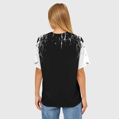 Женская футболка оверсайз Doom краска белая текстура / 3D-принт – фото 4