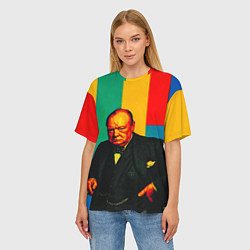 Футболка оверсайз женская Уинстон Черчилль поп-арт, цвет: 3D-принт — фото 2