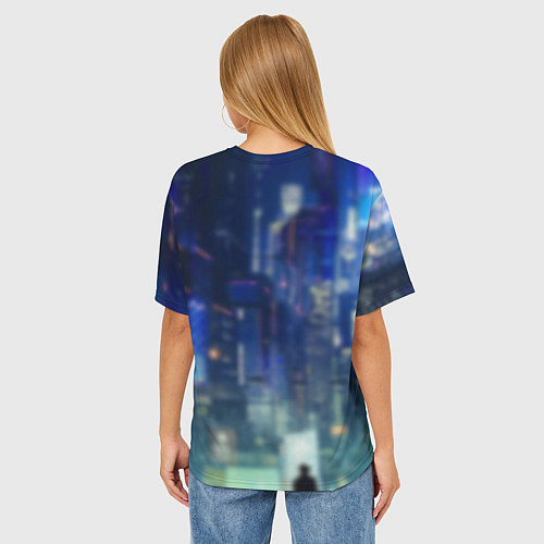 Женская футболка оверсайз Нами киберпанк реализм / 3D-принт – фото 4