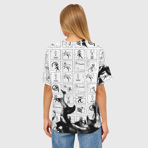 Женская футболка оверсайз Doom x portal fire / 3D-принт – фото 4