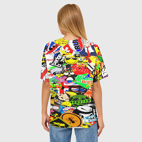 Женская футболка оверсайз Monster energy бренды / 3D-принт – фото 4