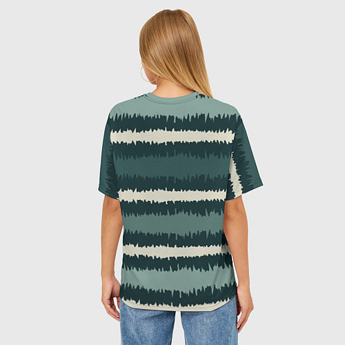 Женская футболка оверсайз Полосы зигзагообразные зеленые / 3D-принт – фото 4