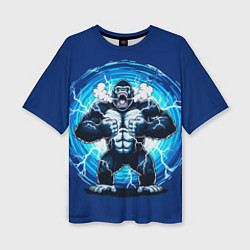 Футболка оверсайз женская Горилла показывает свою силу, цвет: 3D-принт