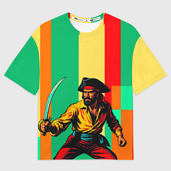 Футболка оверсайз женская Пират поп-арт, цвет: 3D-принт
