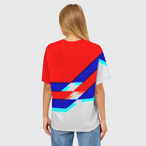 Женская футболка оверсайз Doom geometry cyber sport / 3D-принт – фото 4