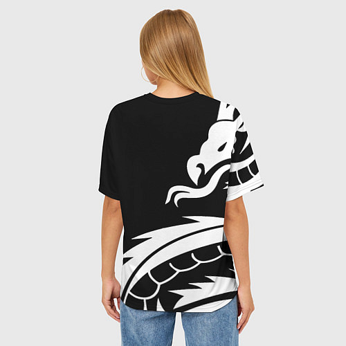 Женская футболка оверсайз Doom dragon steel / 3D-принт – фото 4