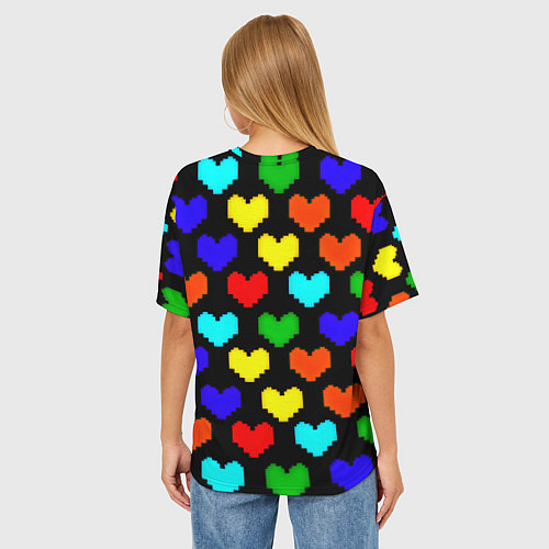 Женская футболка оверсайз Doom love pixel pattern / 3D-принт – фото 4