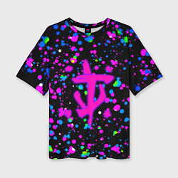 Футболка оверсайз женская Doom цветные краски, цвет: 3D-принт