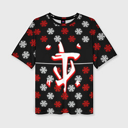 Футболка оверсайз женская Doom winter pattern steel, цвет: 3D-принт