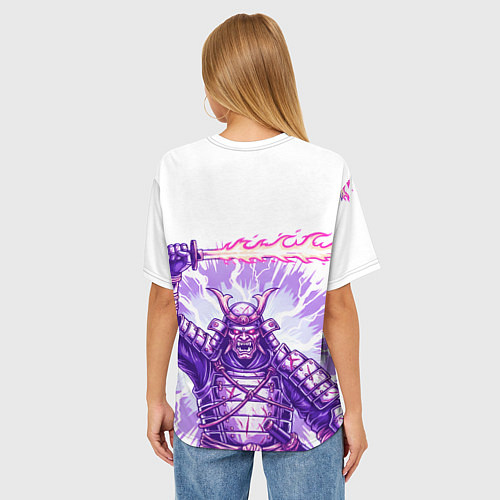 Женская футболка оверсайз Нападение самурая / 3D-принт – фото 4