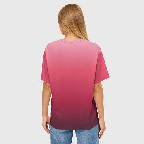 Женская футболка оверсайз Градиент гранатовый / 3D-принт – фото 4