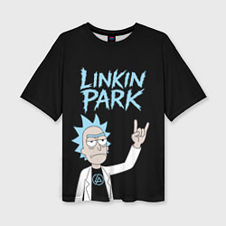 Женская футболка оверсайз Linkin Park и Рик рокер двухсторонняя