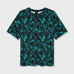 Футболка оверсайз женская Голубой с черным абстрактный узор, цвет: 3D-принт
