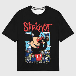 Футболка оверсайз женская Слипкнот и Микки Маус - I push my fingers into my, цвет: 3D-принт