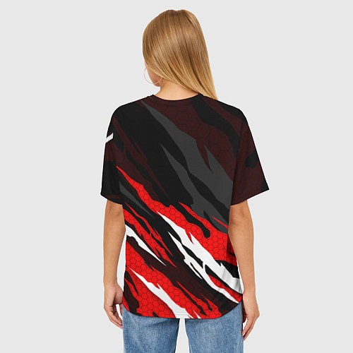 Женская футболка оверсайз Umbrella - красное пламя / 3D-принт – фото 4