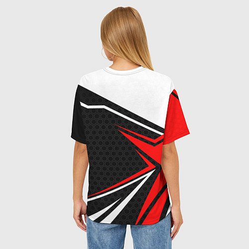 Женская футболка оверсайз Umbrella - red uniform / 3D-принт – фото 4