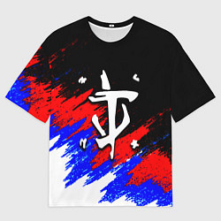 Футболка оверсайз женская Doom триколор краски, цвет: 3D-принт