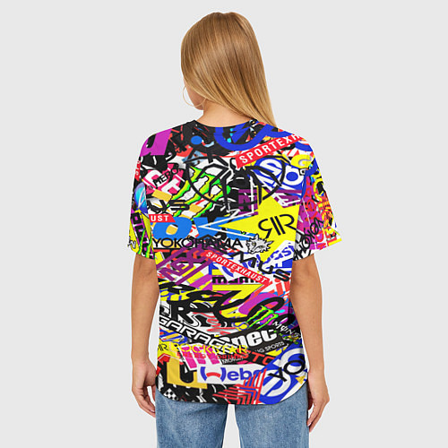 Женская футболка оверсайз Monster energy бренды стикеры / 3D-принт – фото 4