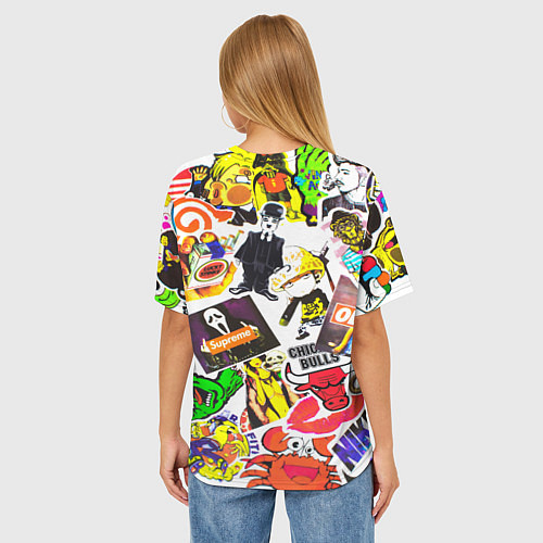 Женская футболка оверсайз Monster energy стикеры бренды / 3D-принт – фото 4