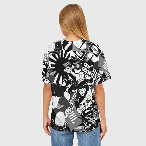 Женская футболка оверсайз Monster energy black sticker / 3D-принт – фото 4