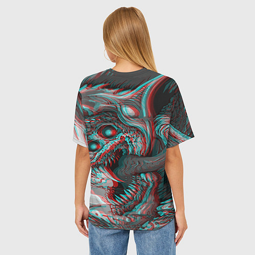 Женская футболка оверсайз Monster energy glitch / 3D-принт – фото 4