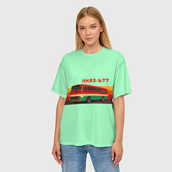 Футболка оверсайз женская Ретро автобус ЛиАЗ 677, цвет: 3D-принт — фото 2