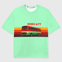 Футболка оверсайз женская Ретро автобус ЛиАЗ 677, цвет: 3D-принт