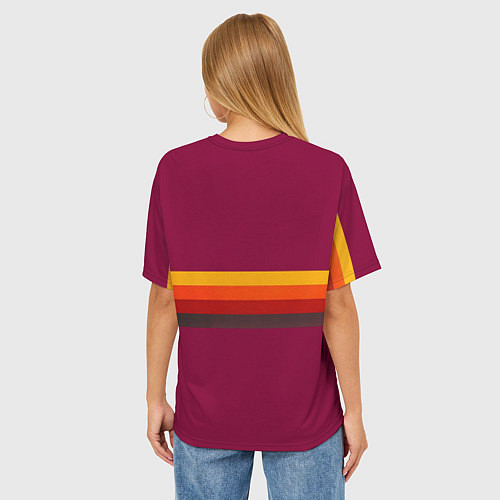 Женская футболка оверсайз Ретро автобус КАВЗ-685 поп-арт / 3D-принт – фото 4