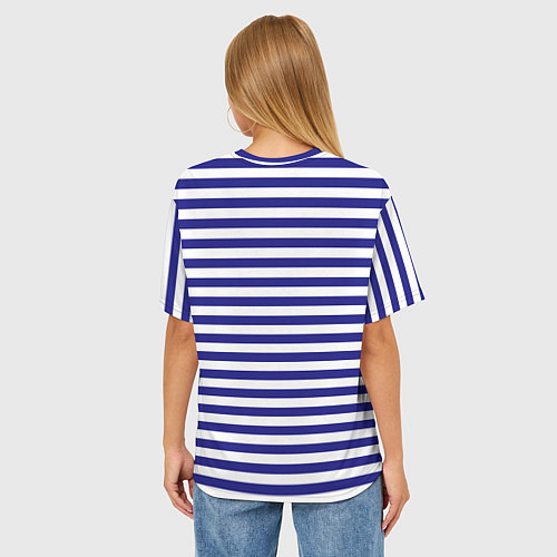 Женская футболка оверсайз ВМФ текстура тельняшки / 3D-принт – фото 4