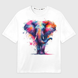 Женская футболка оверсайз Радужный слон