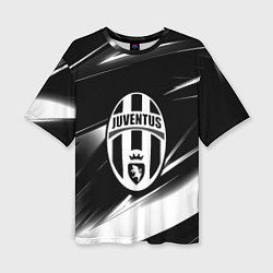 Футболка оверсайз женская Juventus geometry stripes black, цвет: 3D-принт