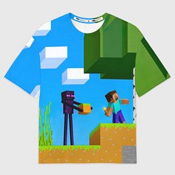 Футболка оверсайз женская Эндермен помогает героям, цвет: 3D-принт