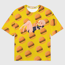 Футболка оверсайз женская Сейбер Альтер в бургерах, цвет: 3D-принт