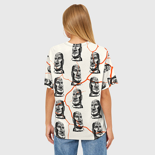 Женская футболка оверсайз Статуи моаи / 3D-принт – фото 4