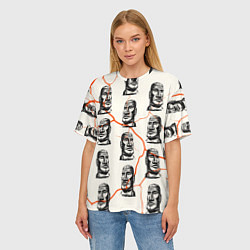 Футболка оверсайз женская Статуи моаи, цвет: 3D-принт — фото 2