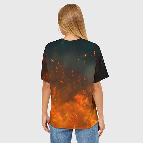 Женская футболка оверсайз Ведьмак и Трисс огненная стихия / 3D-принт – фото 4